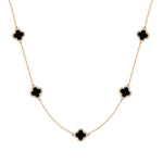 Kette mit Anhänger geblgold Zirkonia weiß Acryl schwarz