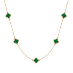Kette mit Anhänger gelbgold Zirkonia weiß Acryl grün