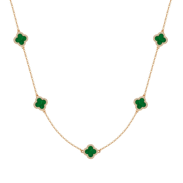 Kette mit Anhänger gelbgold Zirkonia weiß Acryl grün