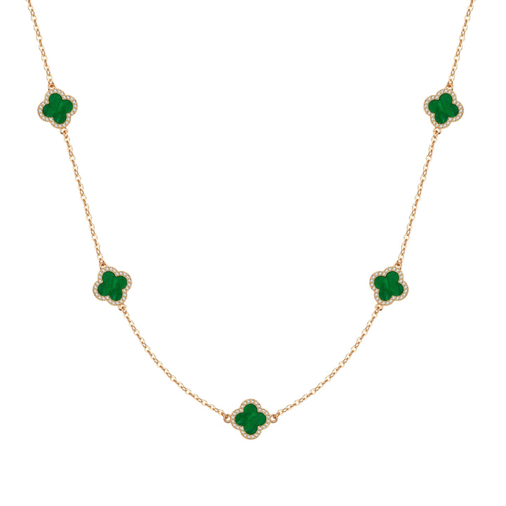 Kette mit Anhänger gelbgold Zirkonia weiß Acryl grün