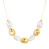 Kette gelbgold Glasperle weiß