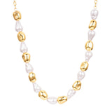 Kette gelbgold Glasperle weiß