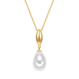 Kette mit Anhänger gelbgold Glasperle weiß