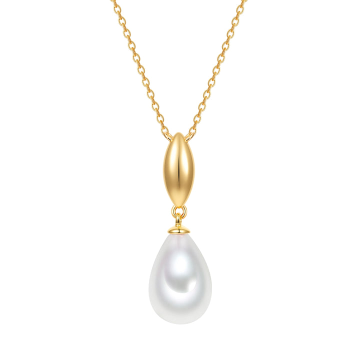 Kette mit Anhänger gelbgold Glasperle weiß