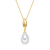 Kette mit Anhänger gelbgold Glasperle weiß