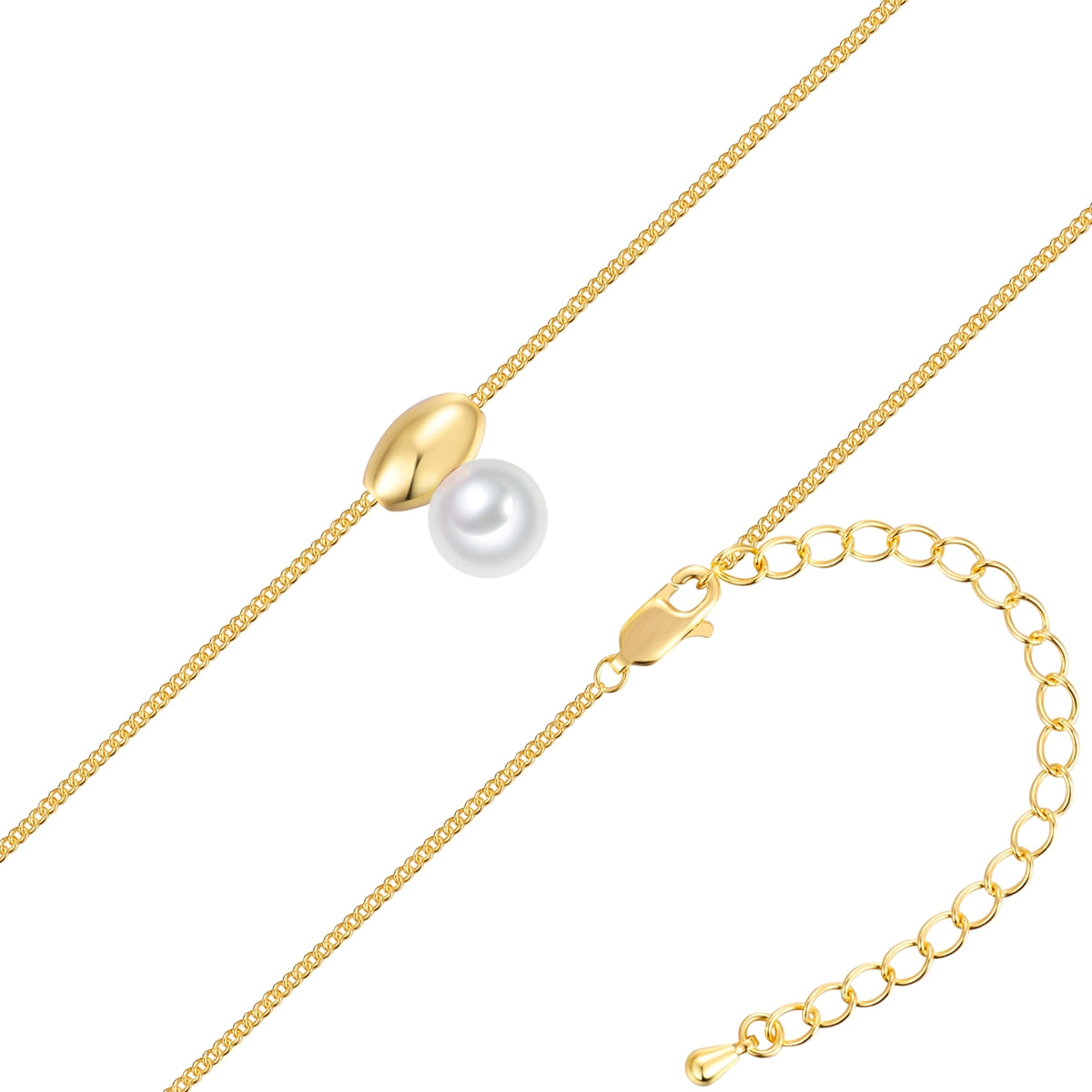 Kette mit Anhänger gelbgold Glasperle weiß