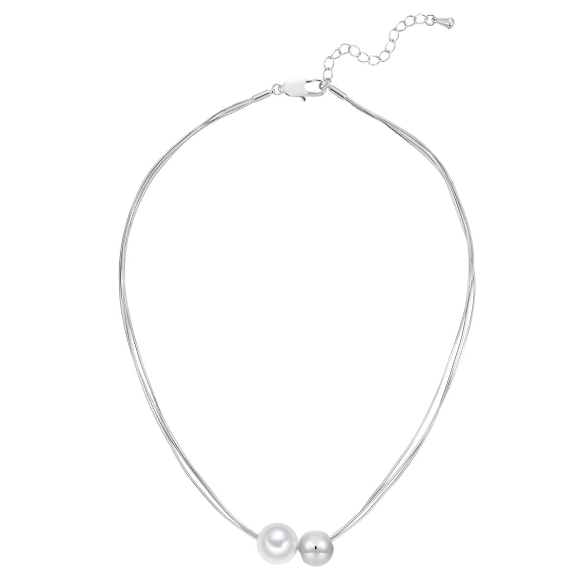 Kette mit Anhänger Glasperle weiß