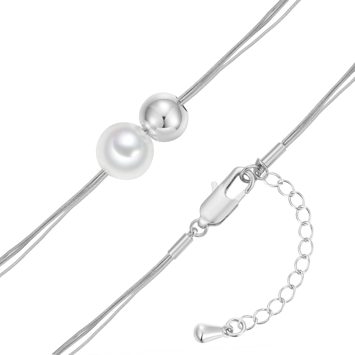 Kette mit Anhänger Glasperle weiß