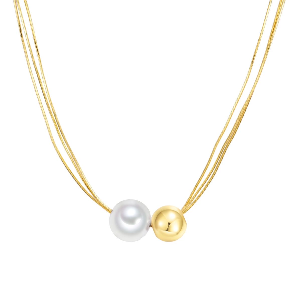 Kette mit Anhänger gelbgold Glasperle weiß