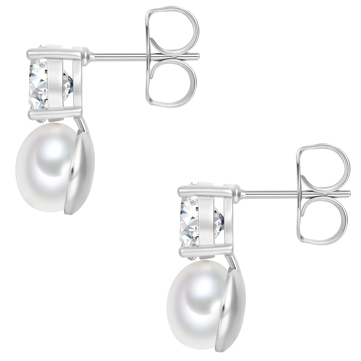 Ohrstecker Zirkonia weiß Perle (synth.) weiß
