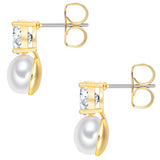 Ohrstecker gelbgold Zirkonia weiß Perle (synth.) weiß