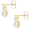 Ohrstecker gelbgold Zirkonia weiß Perle (synth.) weiß