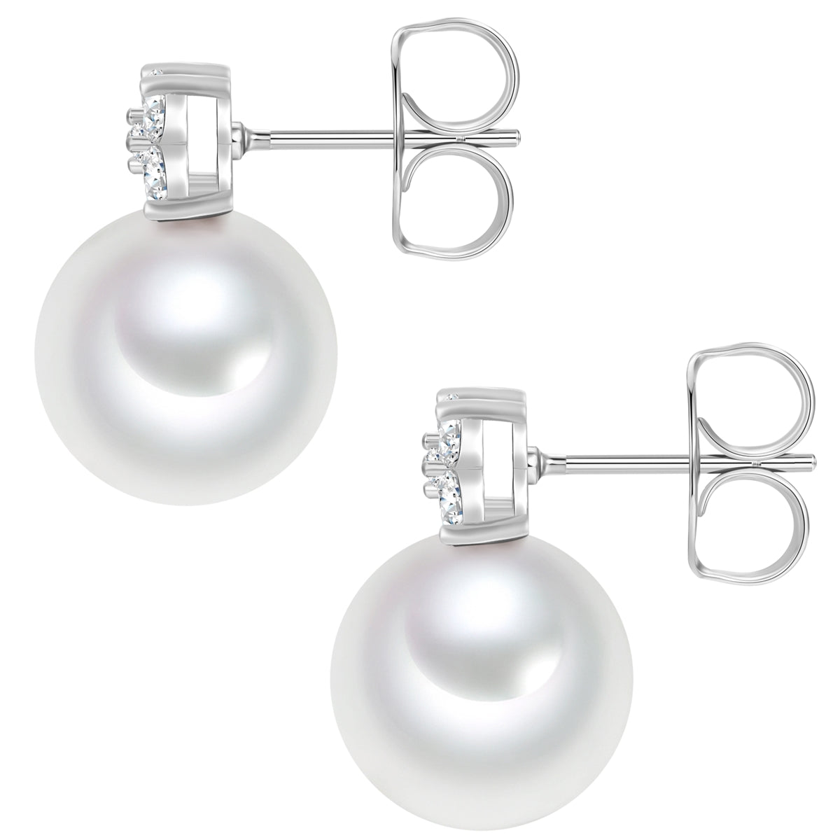 Ohrstecker Zirkonia weiß Glasperle weiß