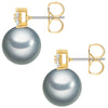 Ohrstecker gelbgold Zirkonia weiß Glasperle grau