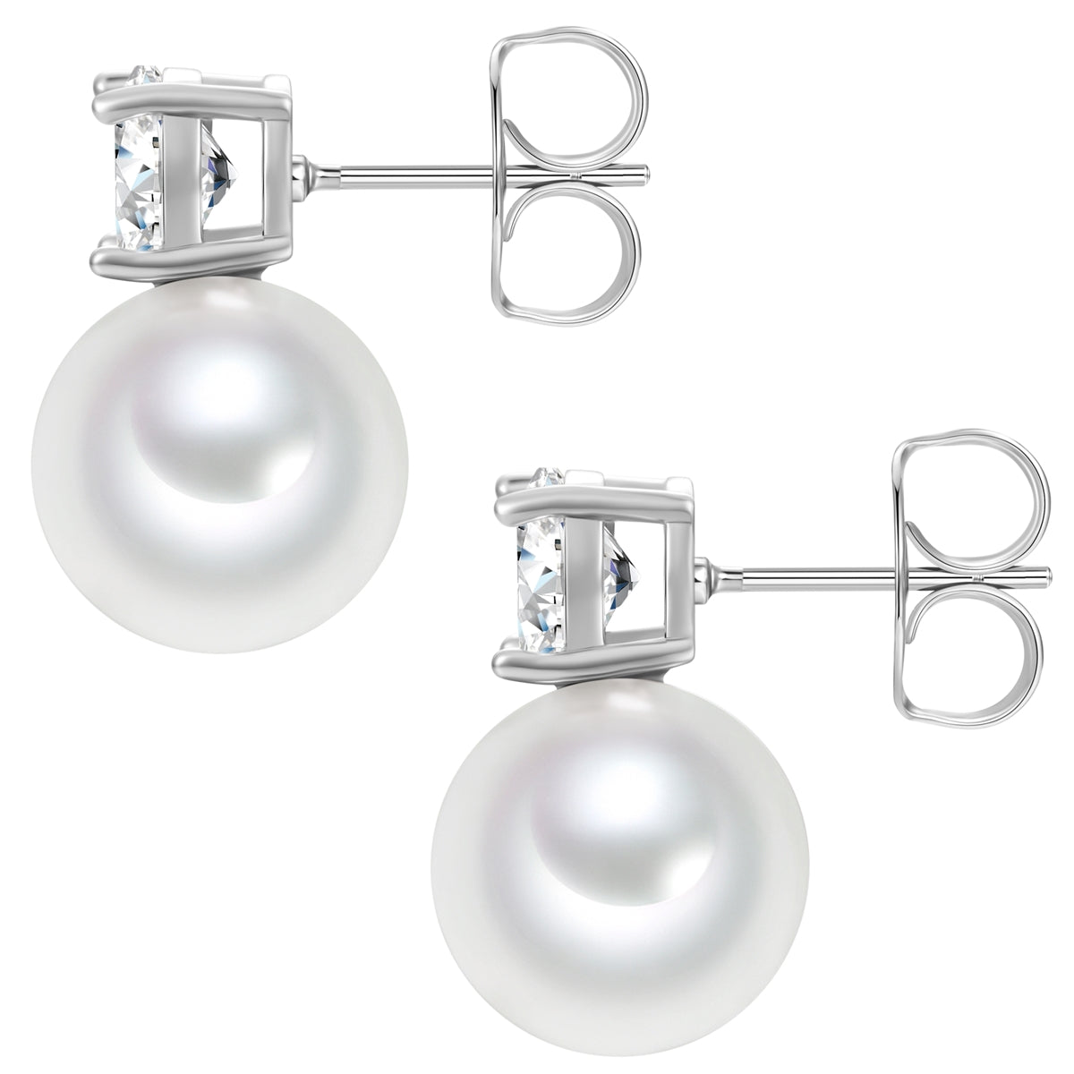 Ohrstecker Zirkonia weiß Glasperle weiß
