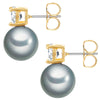 Ohrstecker gelbgold Zirkonia weiß Glasperle grau
