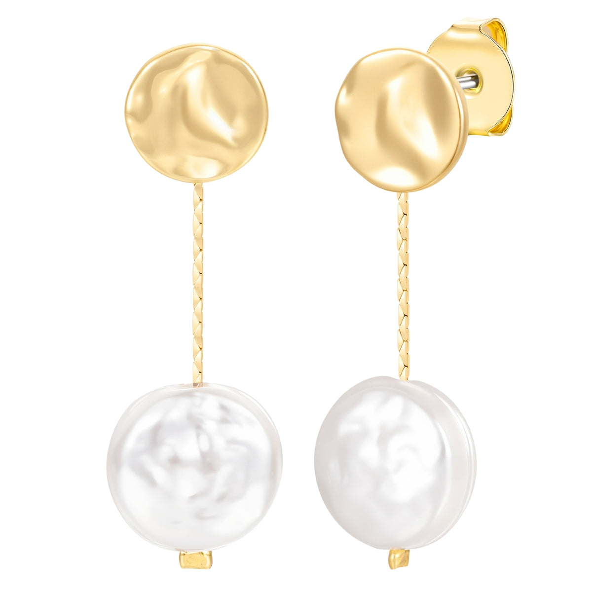 Ohrstecker gelbgold Glasperle weiß