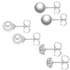 3er Set Ohrstecker Glaskristall weiß Glasperle weiß