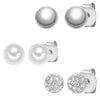 3er Set Ohrstecker Glaskristall weiß Glasperle weiß