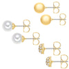 3er Set Ohrstecker gelbgold Glaskristall weiß Glasperle weiß
