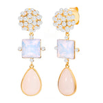 Ohrhänger gelbgold Glas opal Perle (synth.) weiß