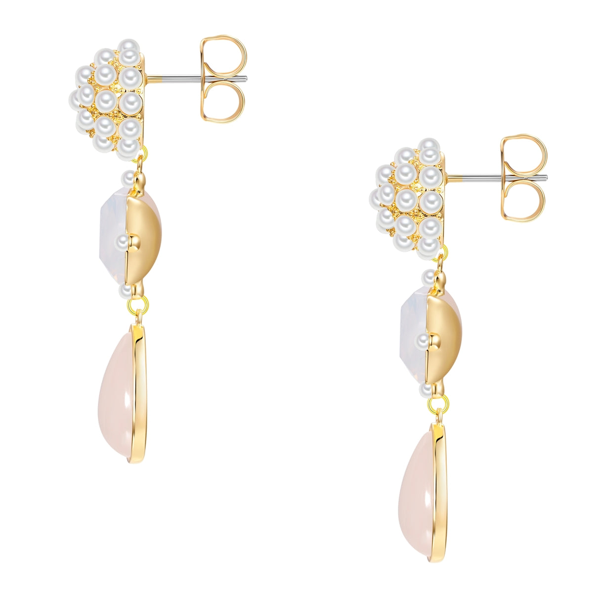 Ohrhänger gelbgold Glas opal Perle (synth.) weiß