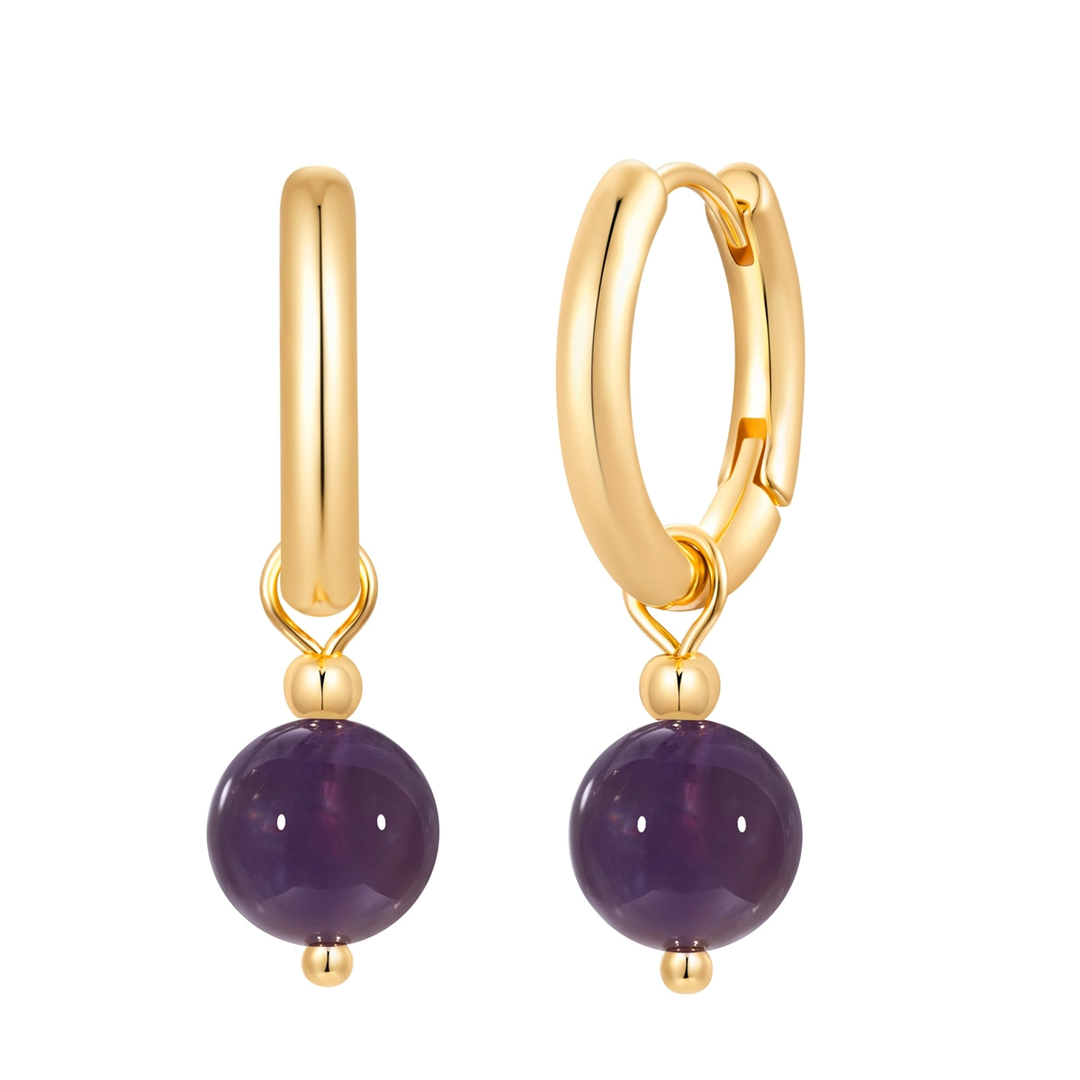 Creolen gelbgold Naturstein lila
