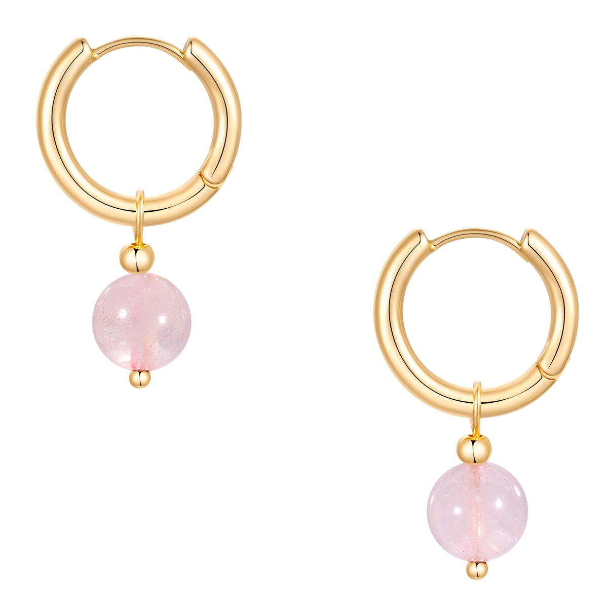 Creolen gelbgold Naturstein rosa