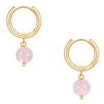 Creolen gelbgold Naturstein rosa