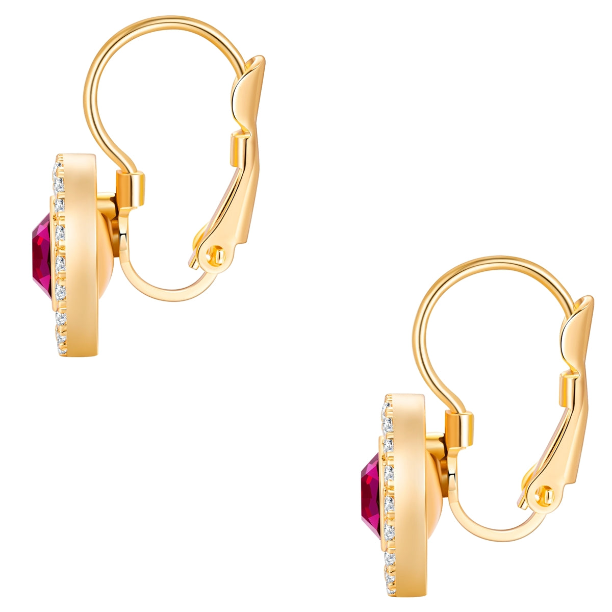 Ohrhänger gelbgold Zirkonia weiß Glaskristall pink