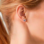 Ohrstecker roségold Zirkonia weiß Glaskristall blau