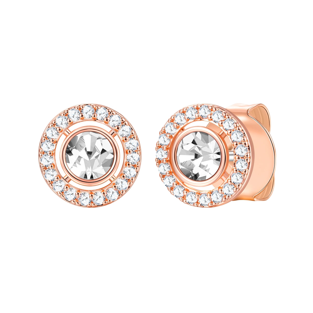 Ohrstecker roségold Zirkonia weiß Glaskristall weiß