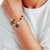 Armband gelbgold Naturstein grün Glaskristall weiß