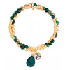 Armband gelbgold Naturstein grün Glaskristall weiß