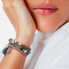 Armband gelbgold Naturstein grün Glas multicolor