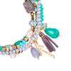 Armband gelbgold Naturstein grün Glas multicolor
