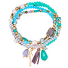 Armband gelbgold Naturstein grün Glas multicolor