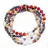 Armband gelbgold Süßwasser-Zuchtperle weiß Glas rot Naturstein grau
