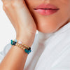 Armband gelbgold Glas blau grün Süßwasser-Zuchtperle weiß
