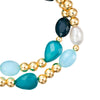 Armband gelbgold Glas blau grün Süßwasser-Zuchtperle weiß