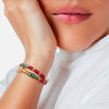 Armband gelbgold Süßwasser-Zuchtperle weiß Glas grün Naturstein rot