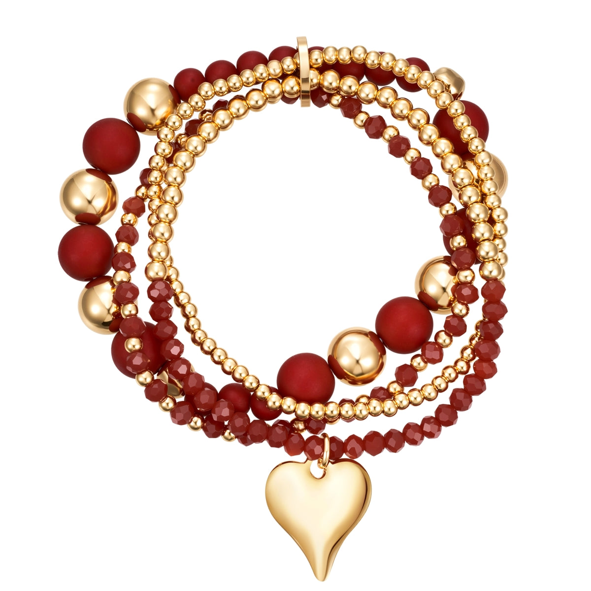 Armband gelbgold Glas rot