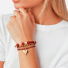 Armband gelbgold Glas rot