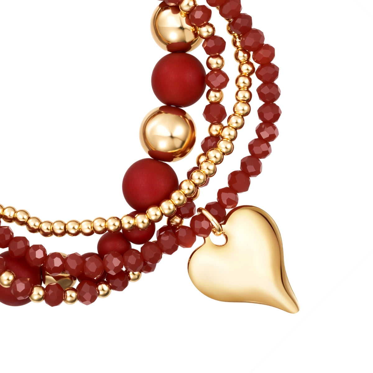 Armband gelbgold Glas rot