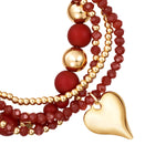 Armband gelbgold Glas rot