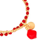 Armband gelbgold Naturstein rot