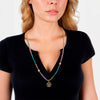 Kette mit Anhänger gelbgold Süßwasser-Zuchtperle weiß Glas multicolor