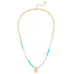 Kette mit Anhänger gelbgold Süßwasser-Zuchtperle weiß Glas multicolor