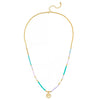 Kette mit Anhänger gelbgold Süßwasser-Zuchtperle weiß Glas multicolor