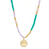 Kette mit Anhänger gelbgold Süßwasser-Zuchtperle weiß Glas multicolor